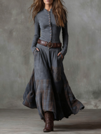 Annalise | Buttoned Plaid Maxi Dress