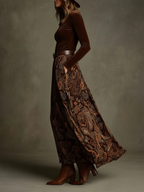 Women's Velvet Top & Paisley Maxi Skirt Set