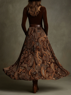 Women's Velvet Top & Paisley Maxi Skirt Set