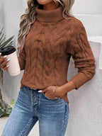 Women's Classic Cable Knit Turtleneck Jumper