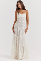 Women's Vintage Lace Floral Maxi Dress