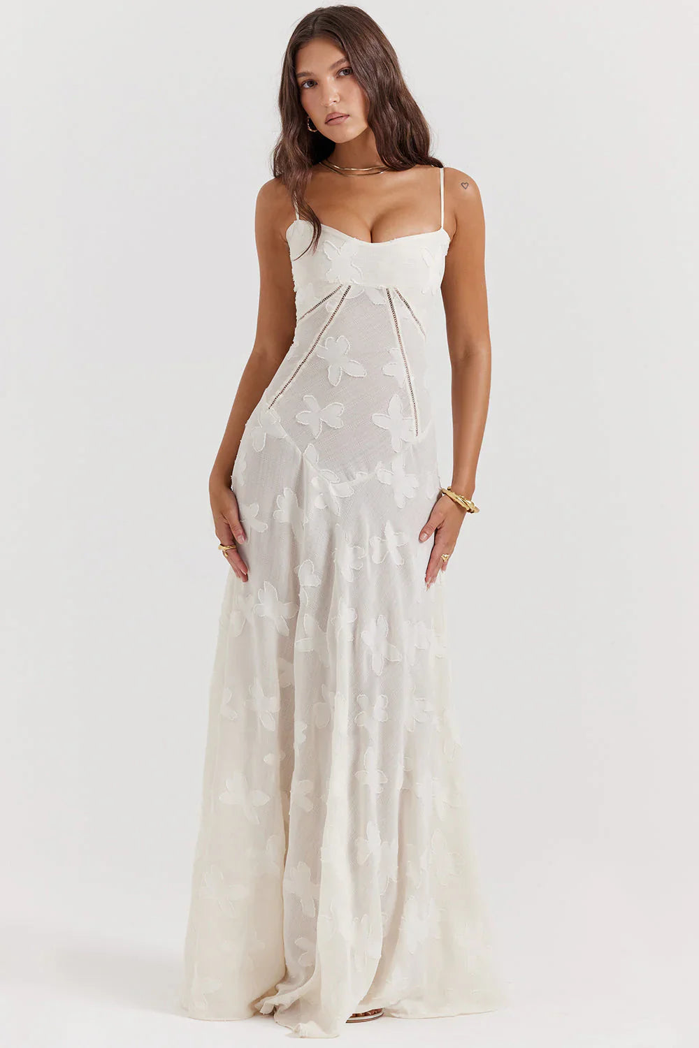 Women's Vintage Lace Floral Maxi Dress