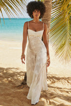 Women's Vintage Lace Floral Maxi Dress