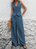 Women's Vest & Wide-Leg Trouser Set