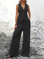 Women's Vest & Wide-Leg Trouser Set