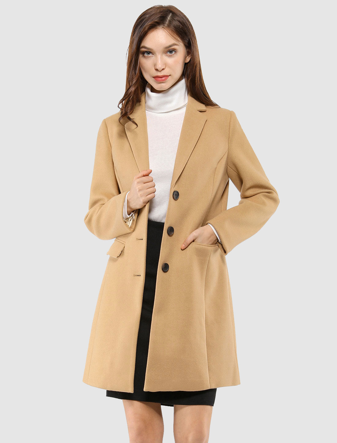 Women's Notched Lapel Single Breasted Trench Coat