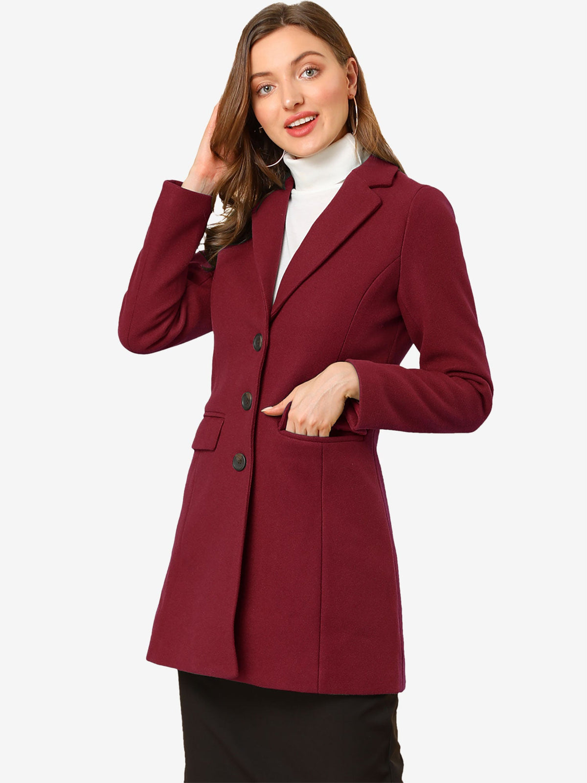 Women's Notched Lapel Single Breasted Trench Coat