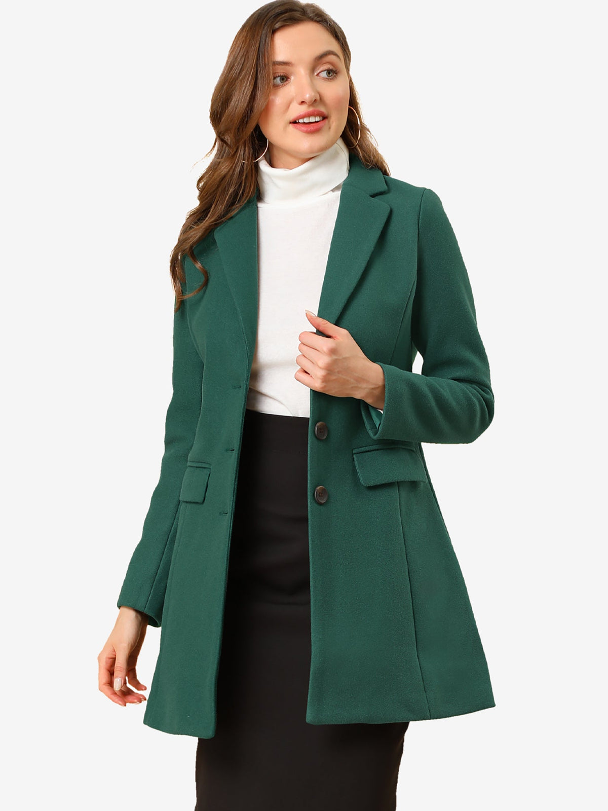 Women's Notched Lapel Single Breasted Trench Coat