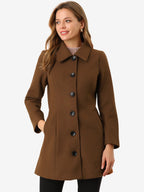 Women's Mid Length Button Front Overcoat