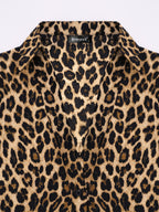 Women's Leopard Print Tie Waist Blouse