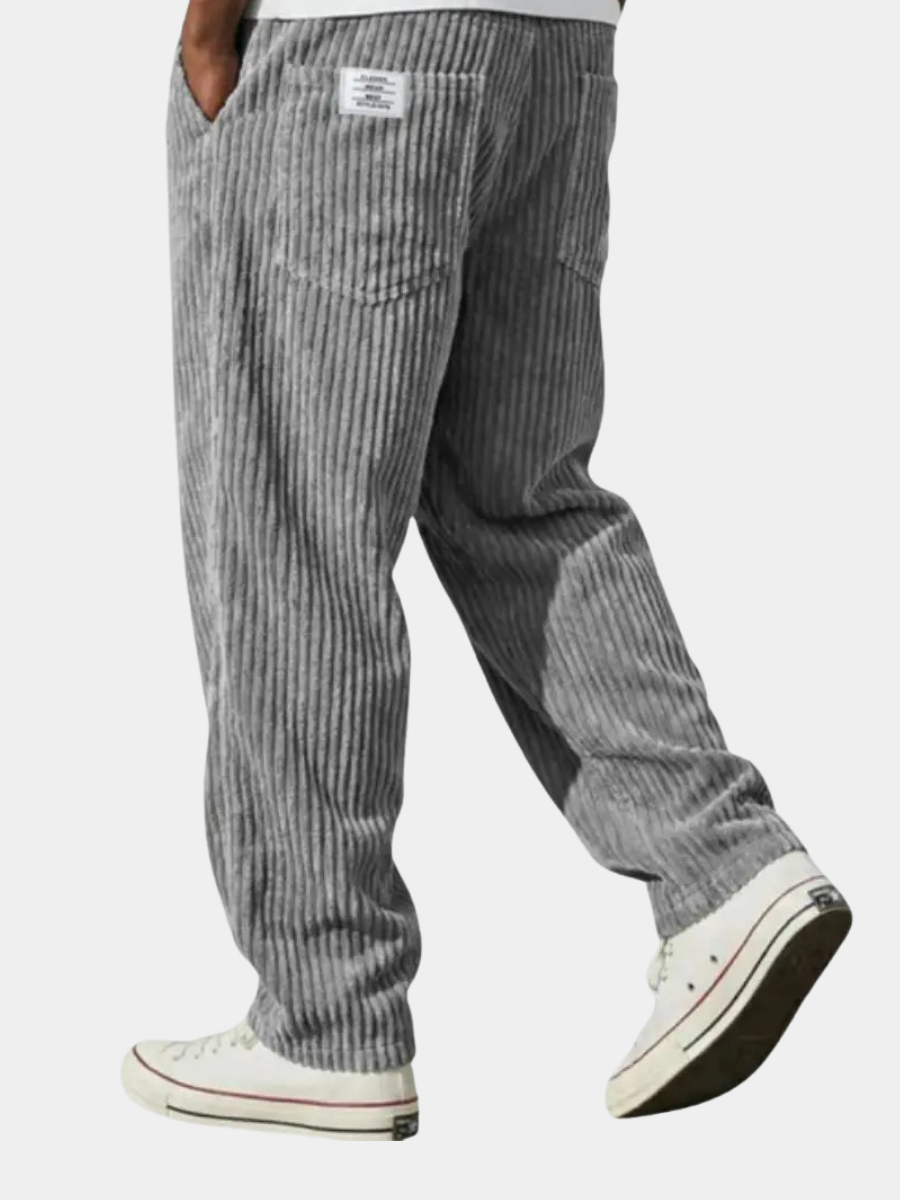 Men's Corduroy Straight Leg Trousers – Elastic Waist