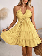 Bella | Off-Shoulder Mini Dress - Pleated Fitted Silhouette & Ruffle