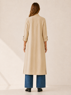 Violet | Relaxed Longline Roll-Tab Trench Coat