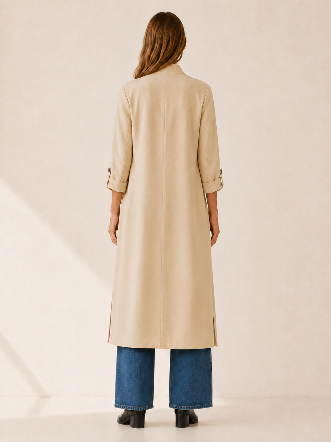 Violet | Relaxed Longline Roll-Tab Trench Coat