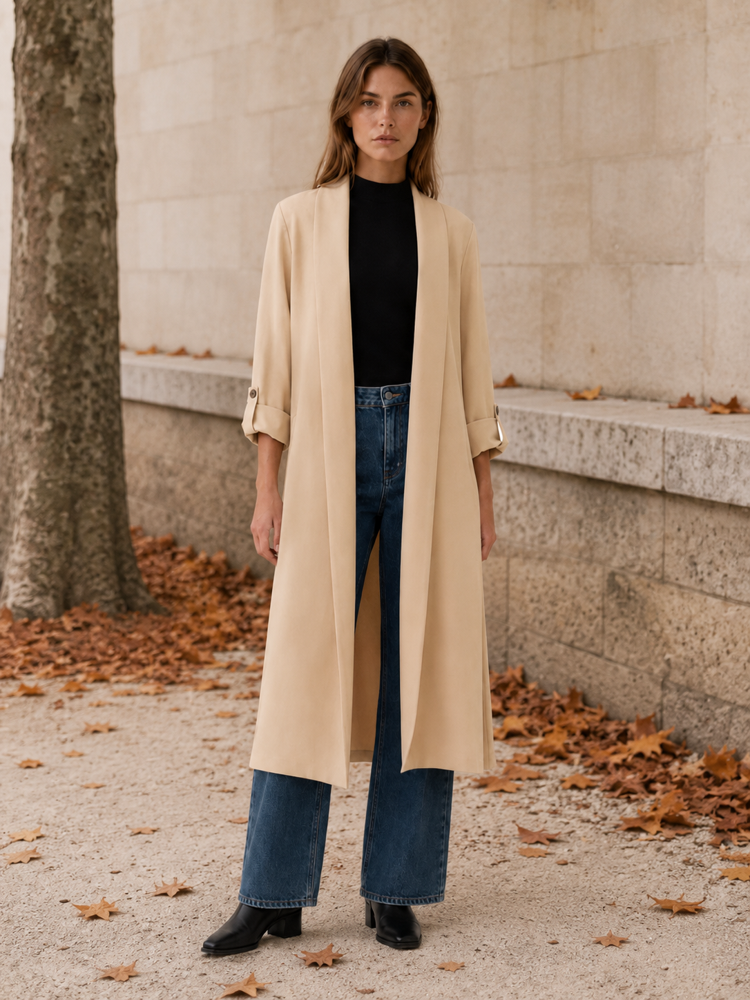 Violet | Relaxed Longline Roll-Tab Trench Coat