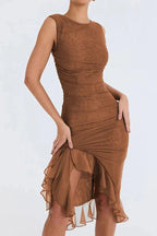 Charlotte Bodycon Midi Dress – Ruffled Hem