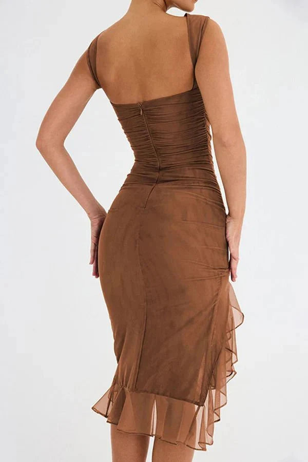 Charlotte Bodycon Midi Dress – Ruffled Hem