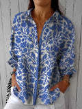 Frederikke Floral Blouse – Button-Down, 3/4 Sleeve