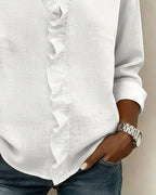 Ruffled blouse with a V-neck