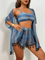 Women's 4-Piece Bikini Set – Cover-Up Shirt, Shorts