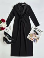 Women's Deep V-Neck Long Sleeve Maxi Dress