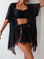 Women's 4-Piece Bikini Set – Cover-Up Shirt, Shorts