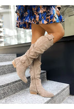 Women's Chic Suede Knee-High Boots – Pointed Toe