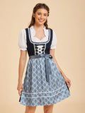 Elegant Drune Floral Dirndl Mini Dress