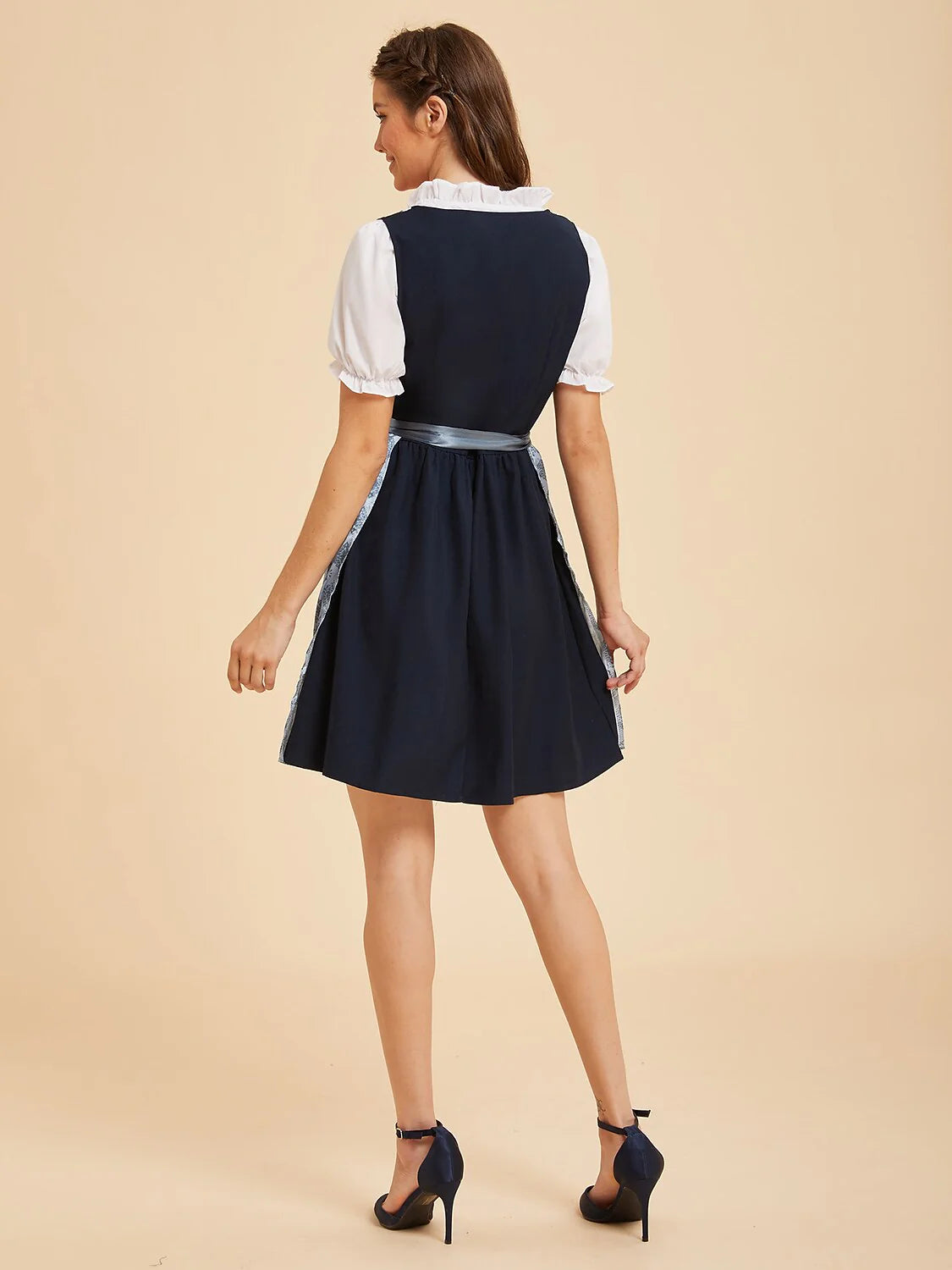 Elegant Drune Floral Dirndl Mini Dress