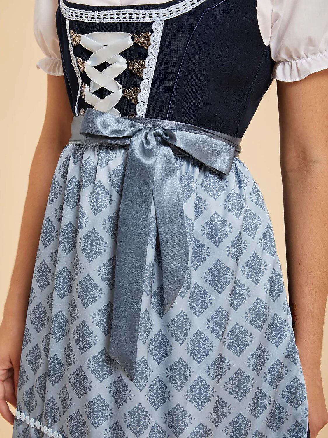 Elegant Drune Floral Dirndl Mini Dress