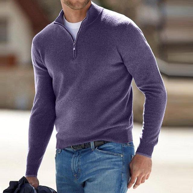 Men's V-Neck Zip Detail Jumper