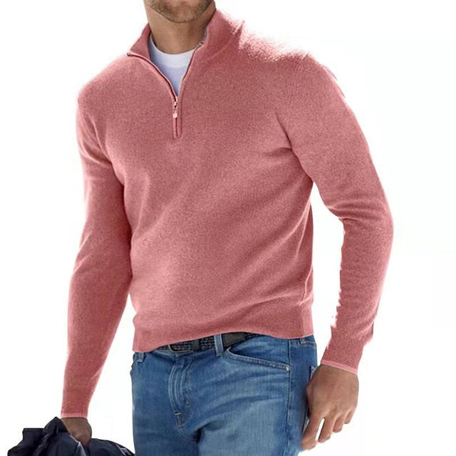 Men's V-Neck Zip Detail Jumper