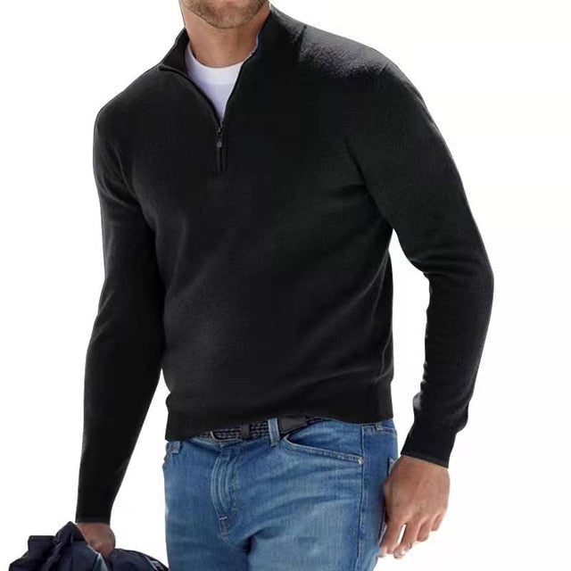 Men's V-Neck Zip Detail Jumper