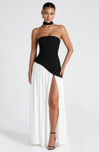 Women's Strapless Slit Maxi Dress