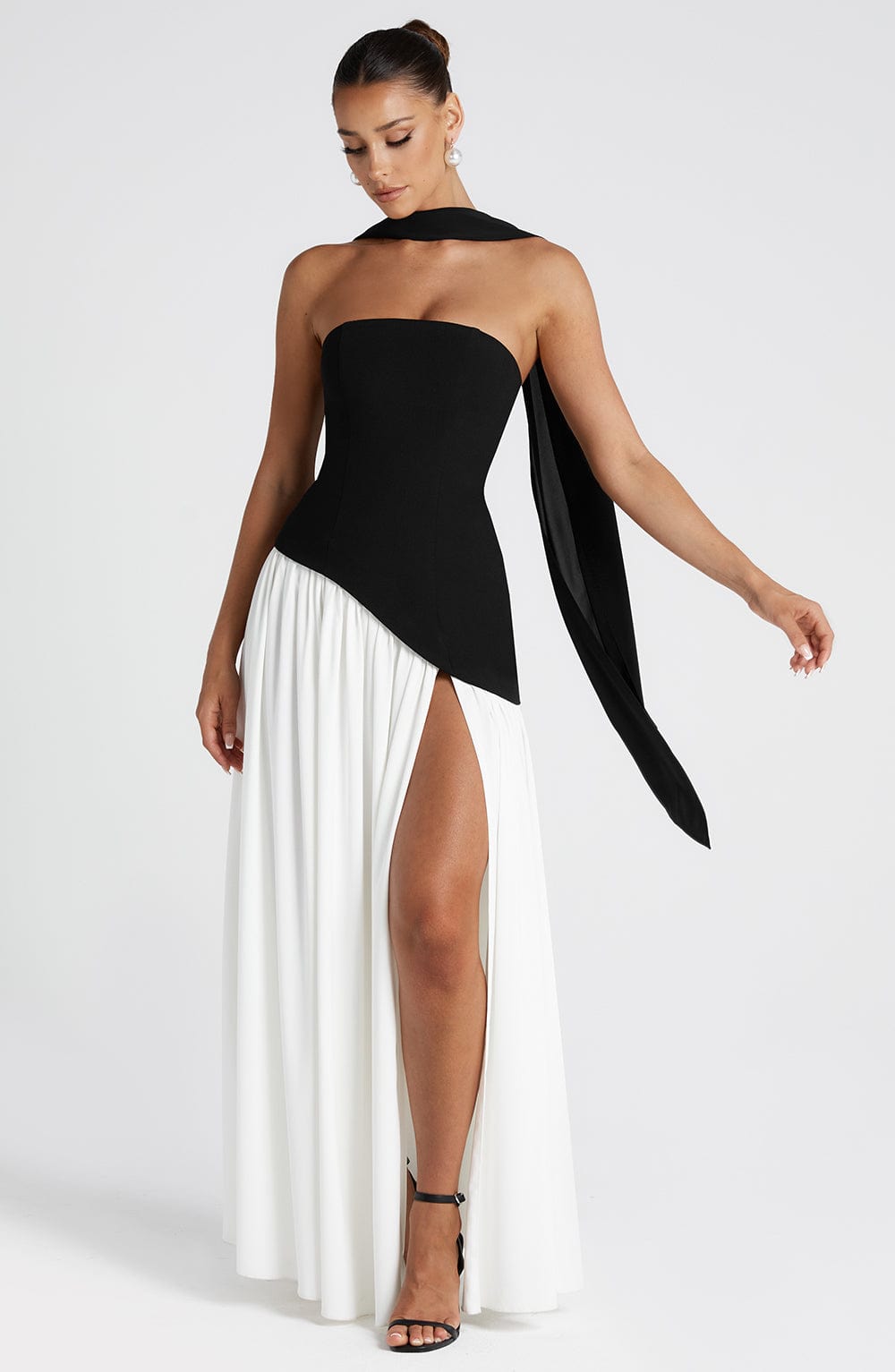 Women's Strapless Slit Maxi Dress