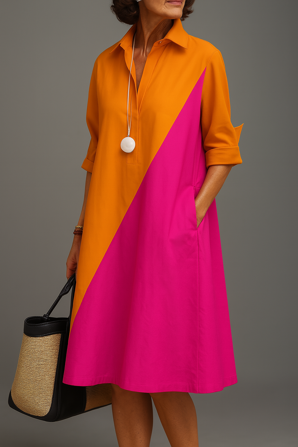 Sabrina | Comfortable Midi Dress, Sunset Hues