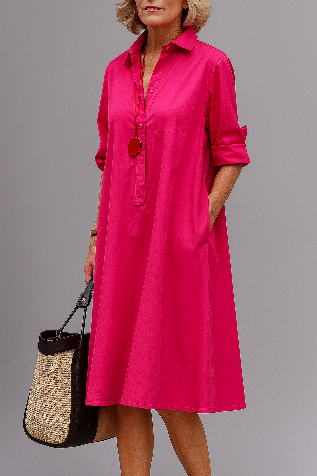 Wilma | Sophisticated Midi Dress, Pink