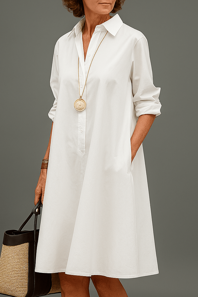 Sarah | Elegant Midi Dress, White