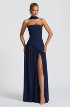 Women's Strapless Slit Maxi Dress