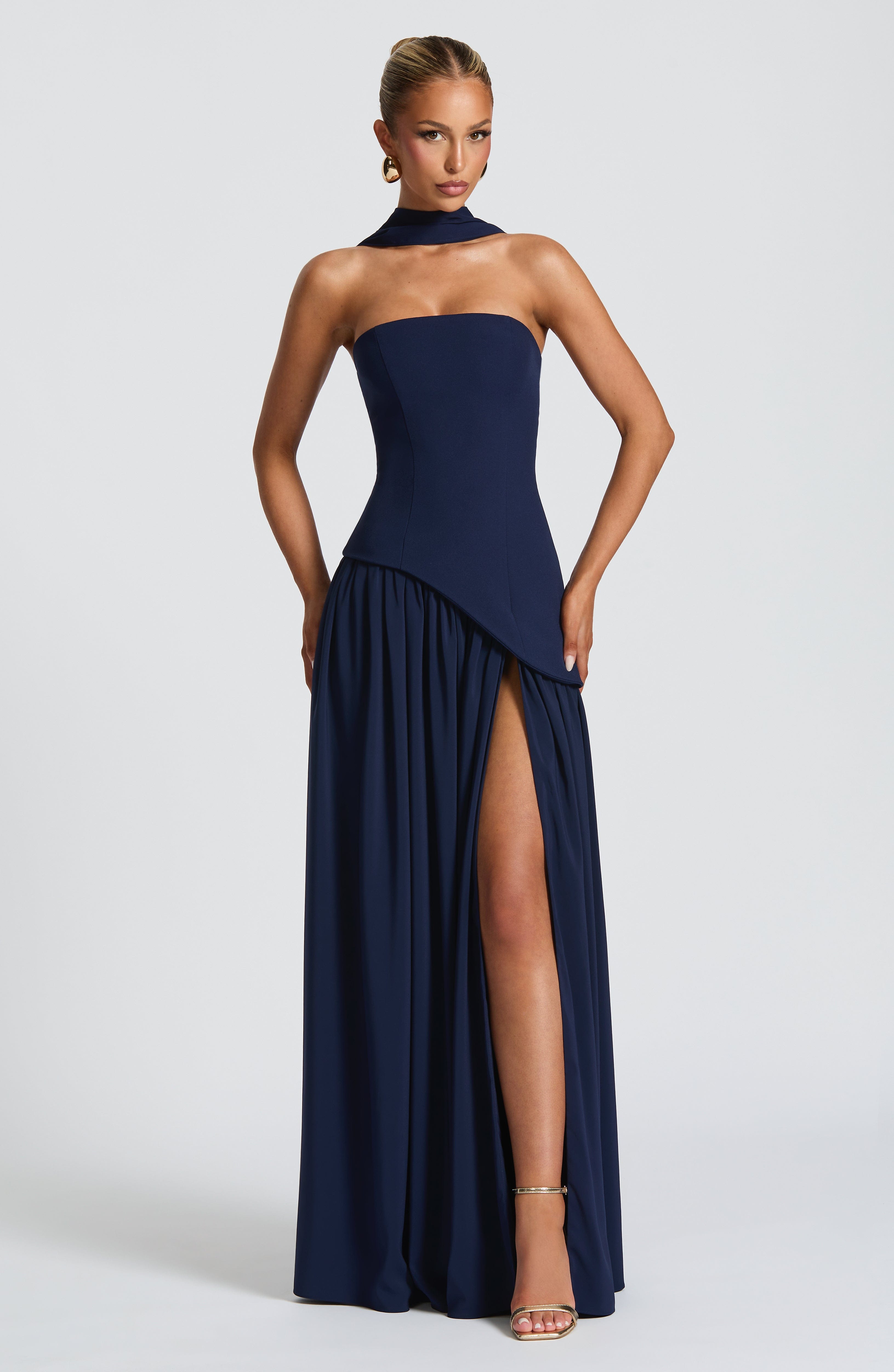 Women's Strapless Slit Maxi Dress