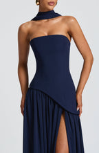 Women's Strapless Slit Maxi Dress