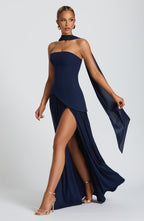 Women's Strapless Slit Maxi Dress