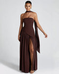 Women's Strapless Slit Maxi Dress