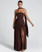 Women's Strapless Slit Maxi Dress