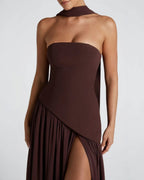 Women's Strapless Slit Maxi Dress