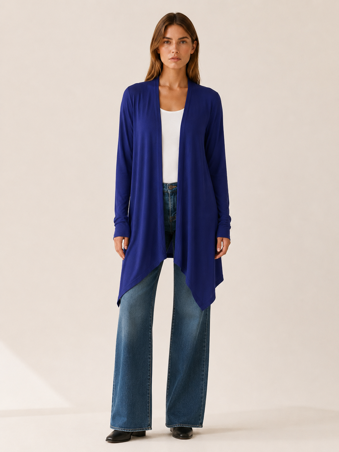 Phoebe | Draped Longline Open Front Cardigan