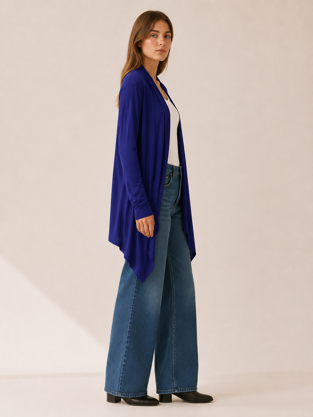Phoebe | Draped Longline Open Front Cardigan