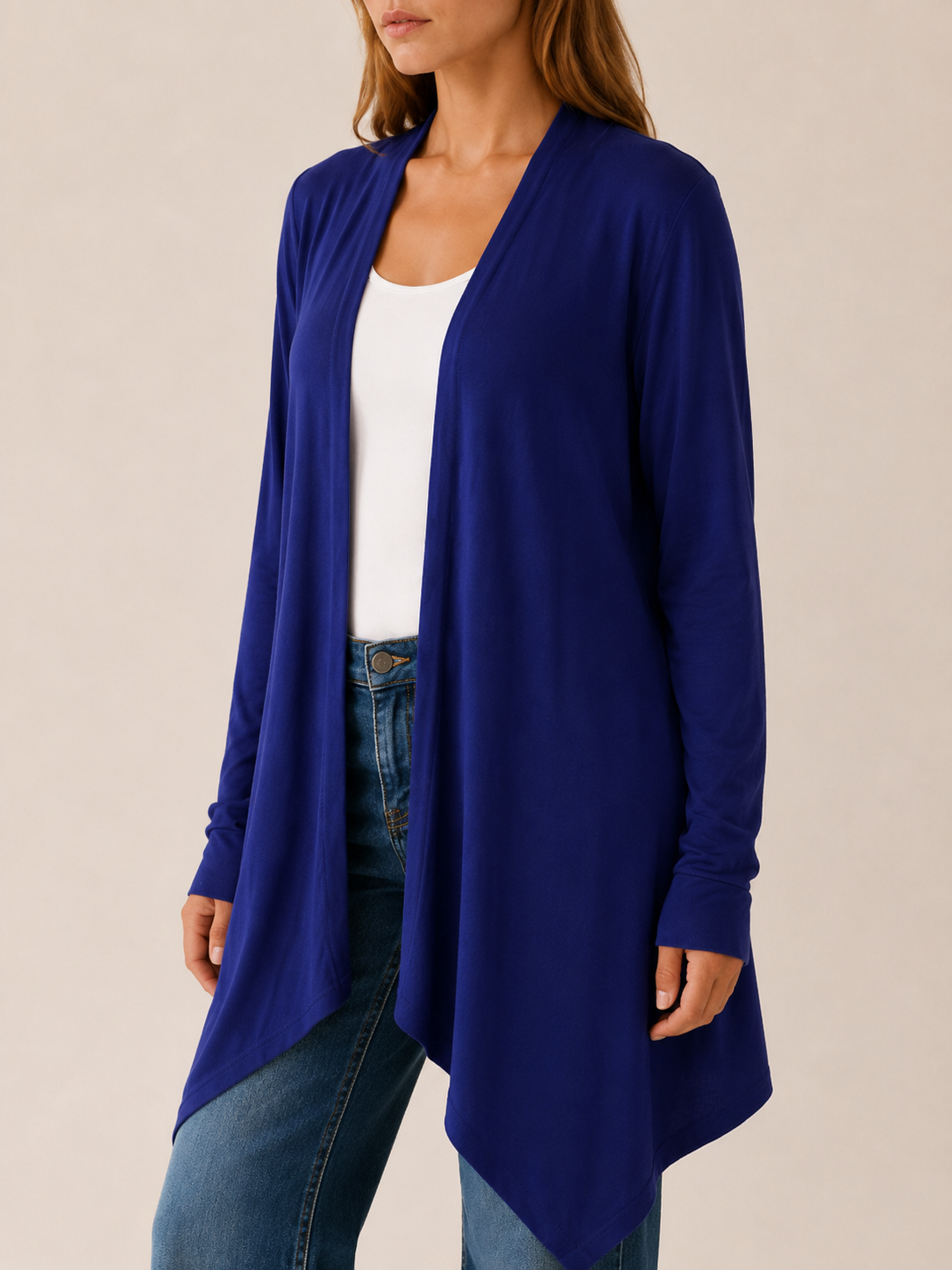 Phoebe | Draped Longline Open Front Cardigan