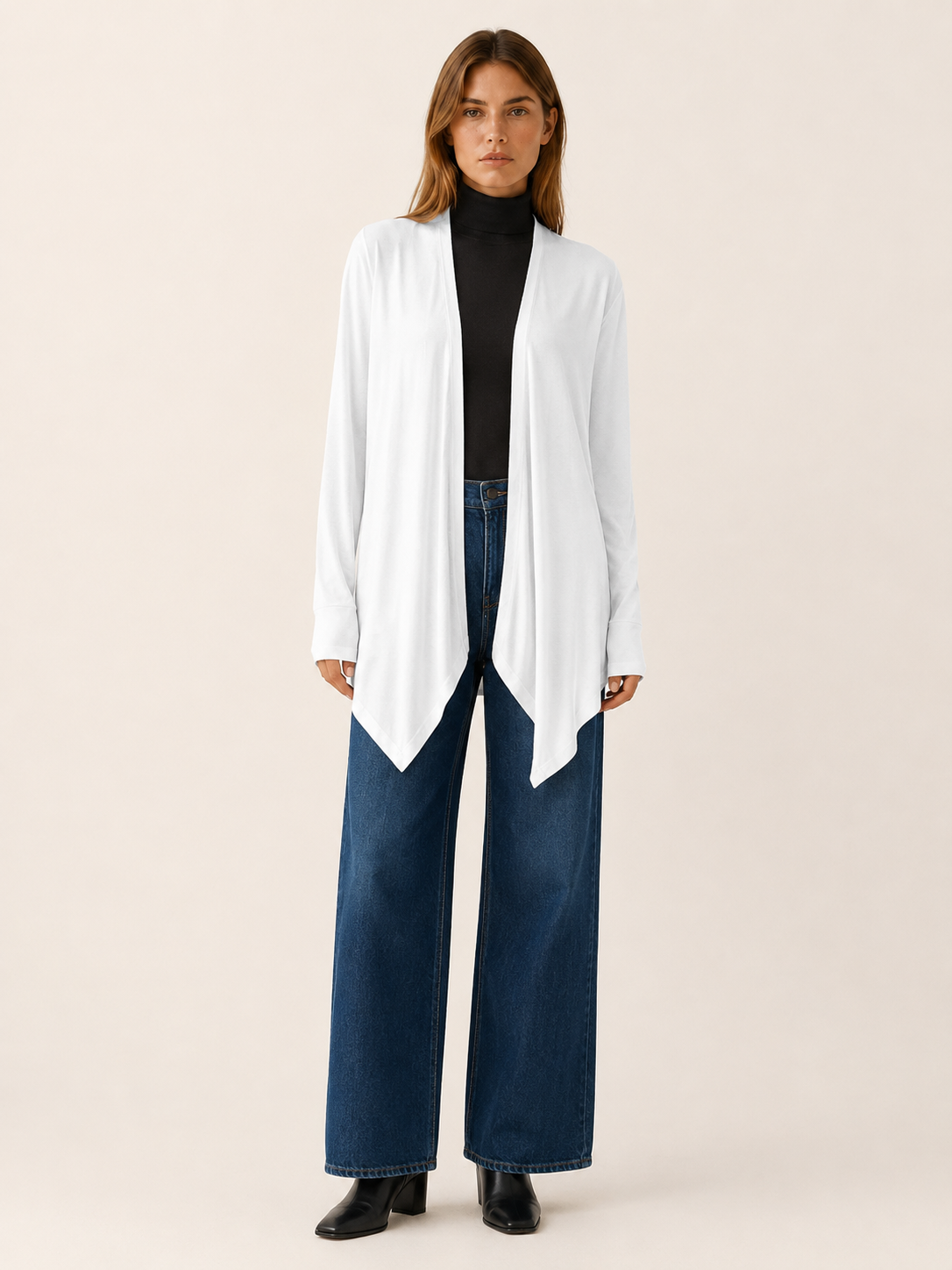 Phoebe | Draped Longline Open Front Cardigan