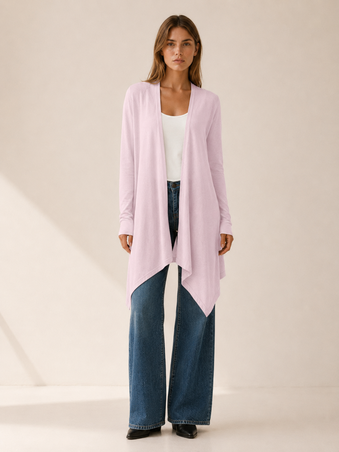 Phoebe | Draped Longline Open Front Cardigan